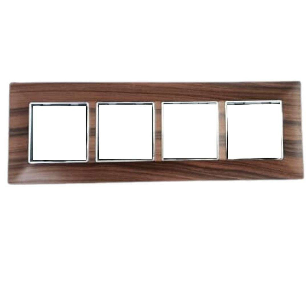 RayVolt Modular Polycarbonate Switch Plate, 8 Module, Horizontal Seamless Brown Wood Texture