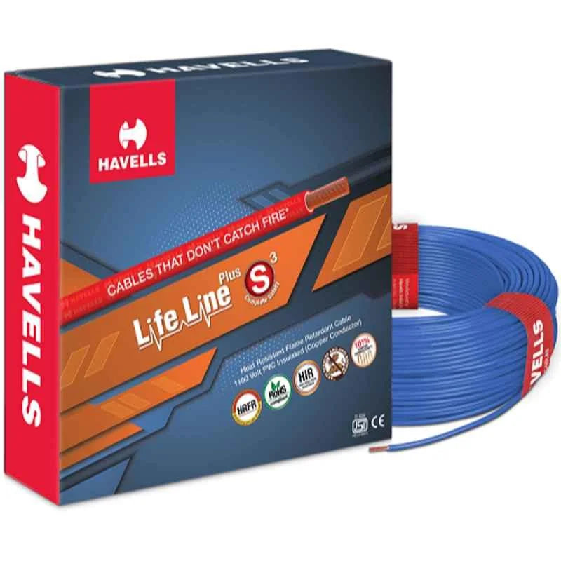 Havells LifeLine Plus Wire 1.0 Sqmm HRFR PVC Insulated Flexible Cables, Length: 90M