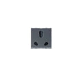 Anchor Penta Modular 6/16A 2 Module Graphite Black Twin Socket, (Ref no: 65205-B)