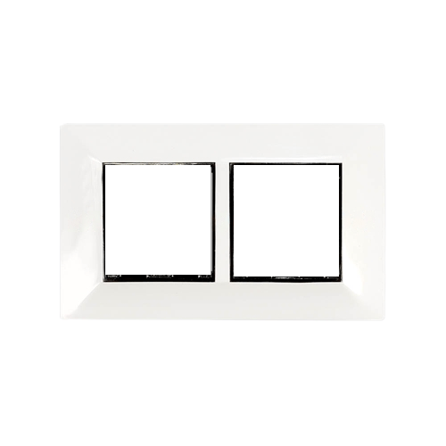 Rayvolt Modular Glossy Black & White Switch Plate 4 Module [Black Border] (Ref No. MOTO2004WH)