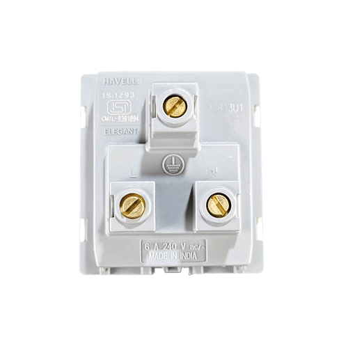 Havells Reo Elegant 3 Pin Socket 6A 240V~ (Ref. No. AHRKPXW063)