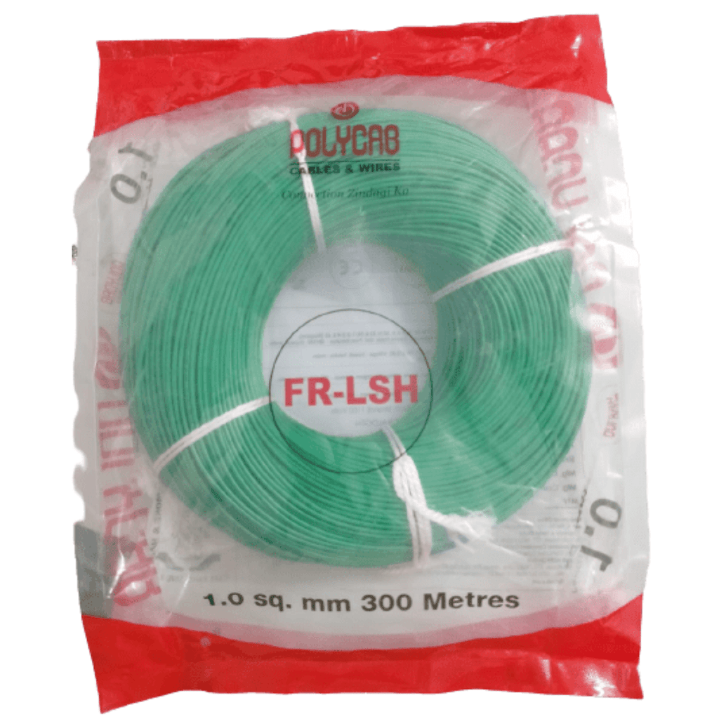 Polycab 1 Sq. mm Single Core FLAME RETARDANT LOW SMOKE AND HALOGEN(FR-LSH) PVC Insulated Cable 300m Green
