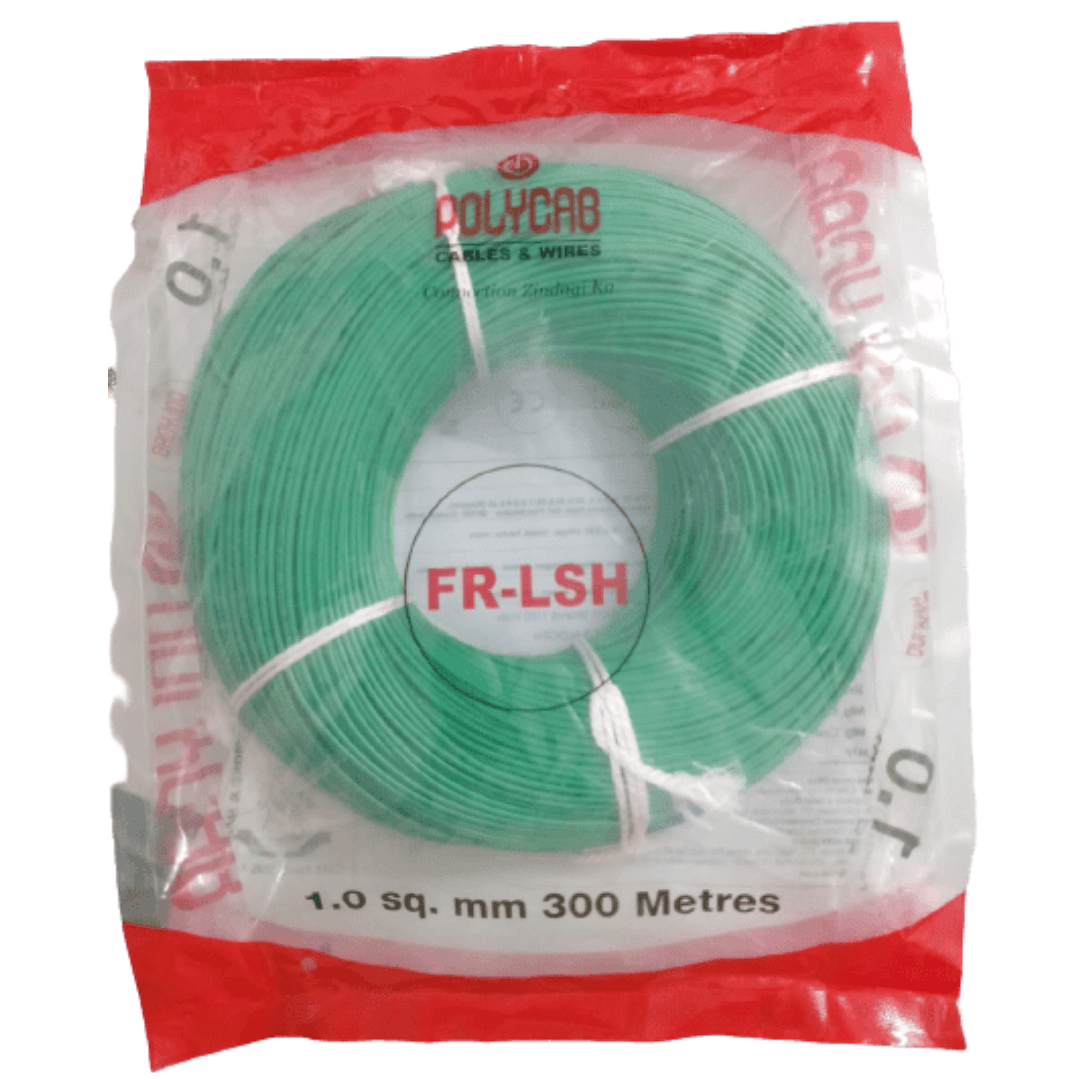 Polycab 1 Sq. mm Single Core FLAME RETARDANT LOW SMOKE AND HALOGEN(FR-LSH) PVC Insulated Cable 300m Green