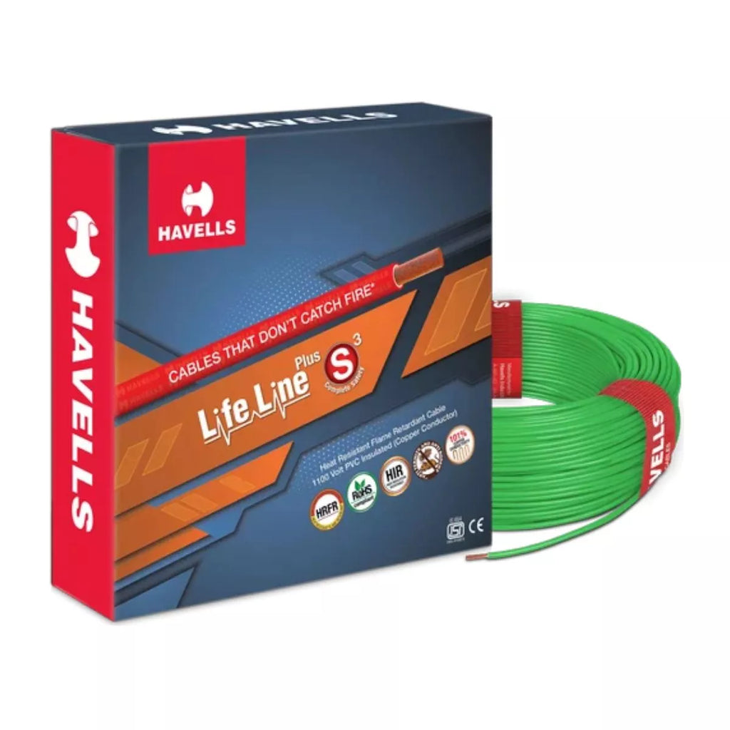 Havells Lifeline Plus Wire 1.5 Sqmm HRFR PVC Insulated Flexible Cables, Length: 90M