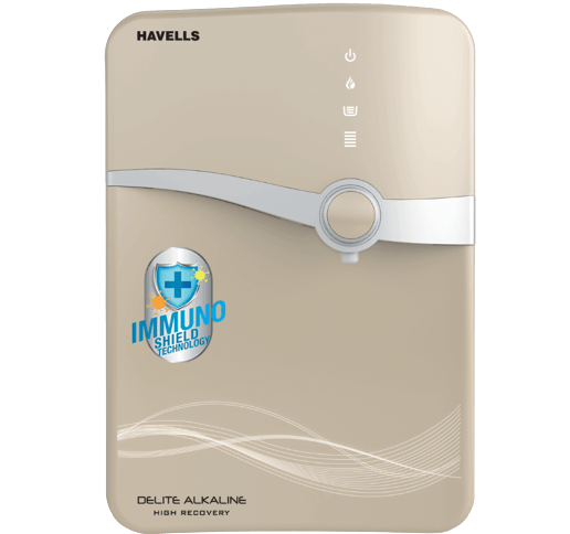 Havells Delite High Recovery 6.5 Litre Absolutely Safe RO+UV Purified Alkaline Water Purifier with 8 Stages Triple Protection: SS Tank with UV LED (Beige and White)