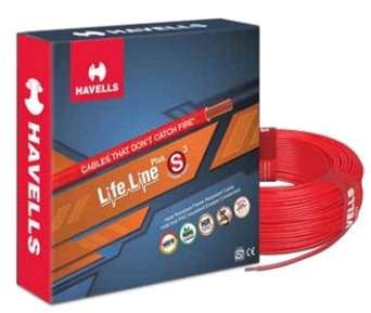 Havells LifeLine Plus Wire 1.0 Sqmm HRFR PVC Insulated Flexible Cables, Length: 90M