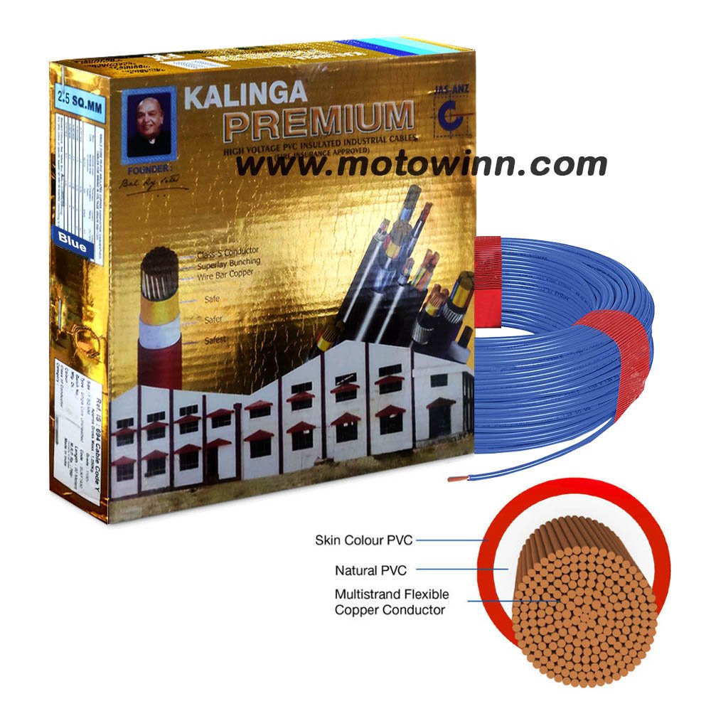 Kalinga Premium Wire 4.0 Sqmm Blue FR PVC Cable, Length: 90M