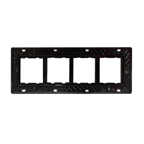 Rayvolt 8 Module Horizontal Glossy Black & White Modular Switch Plate [Black Border] (Ref No. MOTO2008HWH)