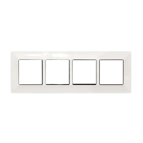 Rayvolt 8 Module Horizontal Glossy Black & White Modular Switch Plate [Black Border] (Ref No. MOTO2008HWH)