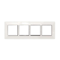 Rayvolt 8 Module Horizontal Glossy Black & White Modular Switch Plate [Black Border] (Ref No. MOTO2008HWH)