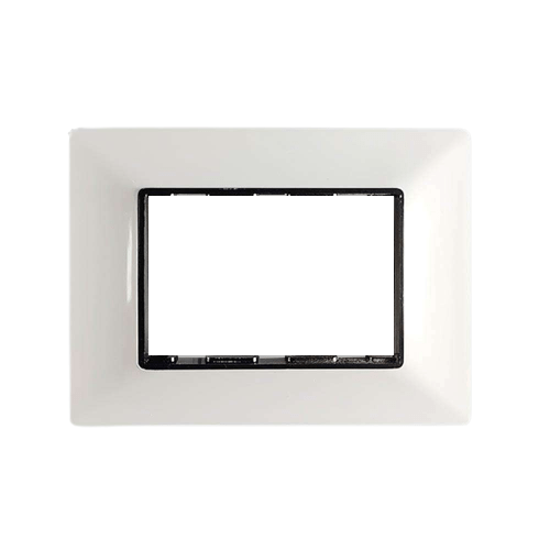 Rayvolt Modular Glossy Black & White Switch Plate 3 Module [Black Border] (Ref No. MOTO2003WH)