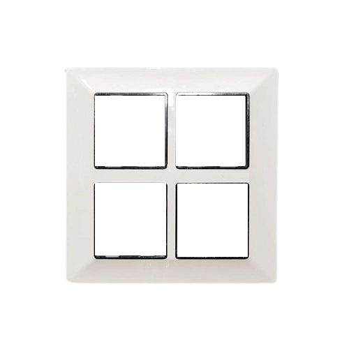 Rayvolt 8 Module Vertical Glossy Black & White Modular Switch Plate [Black Border] (Ref No. MOTO2008SWH)