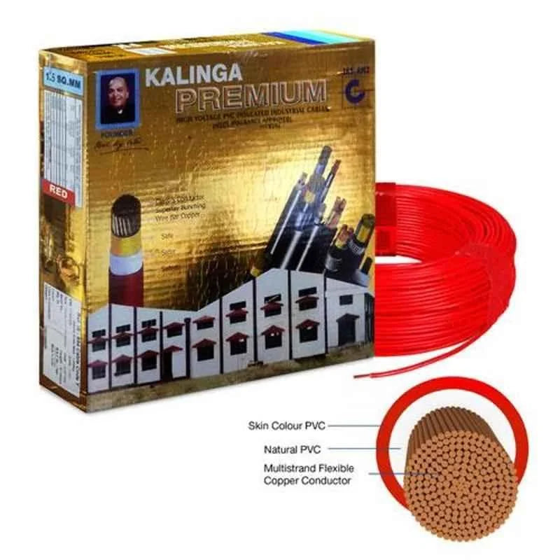 Kalinga Premium Wire 1.5 Sqmm FR PVC Cable, Length: 90M