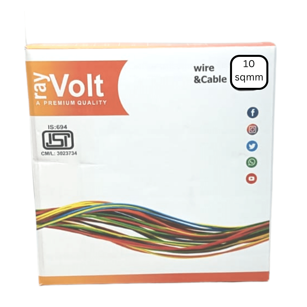 RayVolt Wire 10.0 Sqmm FR PVC with XLPE Double Insulated Cable, Length: 90Mtr