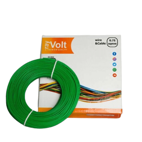 RayVolt Wire 0.75 Sqmm Green FR PVC Double Insulated Cable, Length: 90Mtr