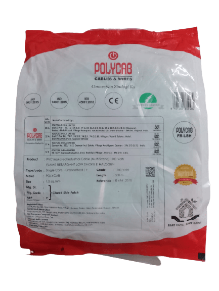Polycab 1 Sq. mm Single Core FLAME RETARDANT LOW SMOKE AND HALOGEN(FR-LSH) PVC Insulated Cable 300m Green