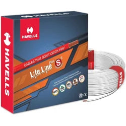 Havells LifeLine Plus Wire 1.0 Sqmm HRFR PVC Insulated Flexible Cables, Length: 90M