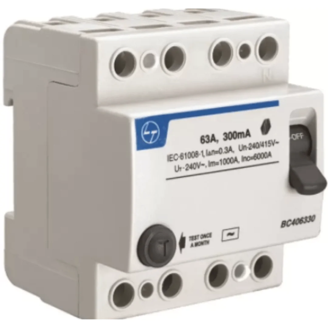 L&T Four Pole RCCB (White)